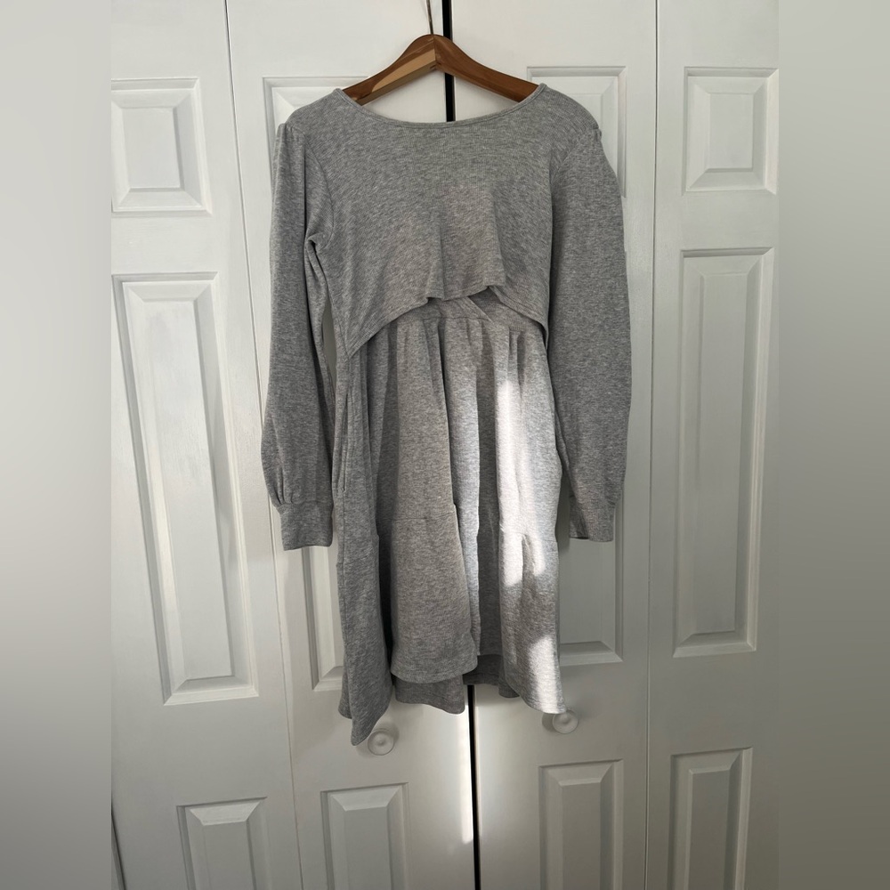 Latched Mama Heather Gray Nursing Dress - Medium